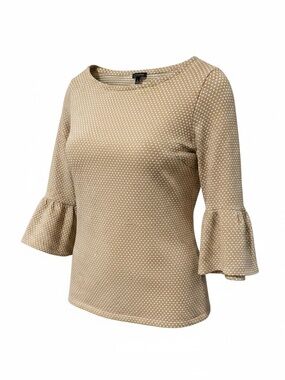 Talbots Tan Polka Dot Bell Sleeve Top size Large  perfect for Career Casual